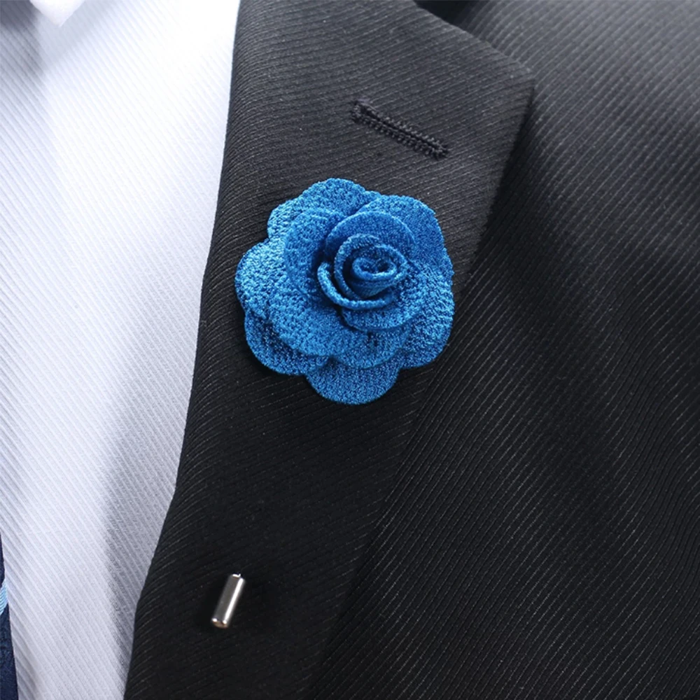 Handmade Brooches Floral Lapel Pin for Men Suit Long Neddle Fabric Flower Pins for Wedding Prom Women\'s Clothing Accessories