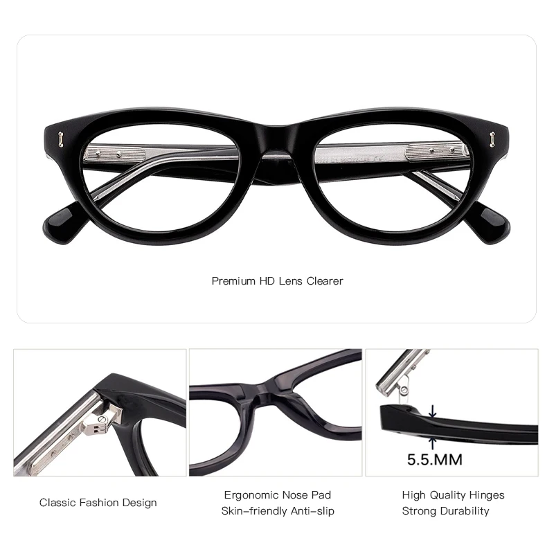 BLUEMOKY Retro Acetate Prescription Glasses Square Progressive Eyeglasses for Unisex Anti Blue Ray Photochromic Eyewear
