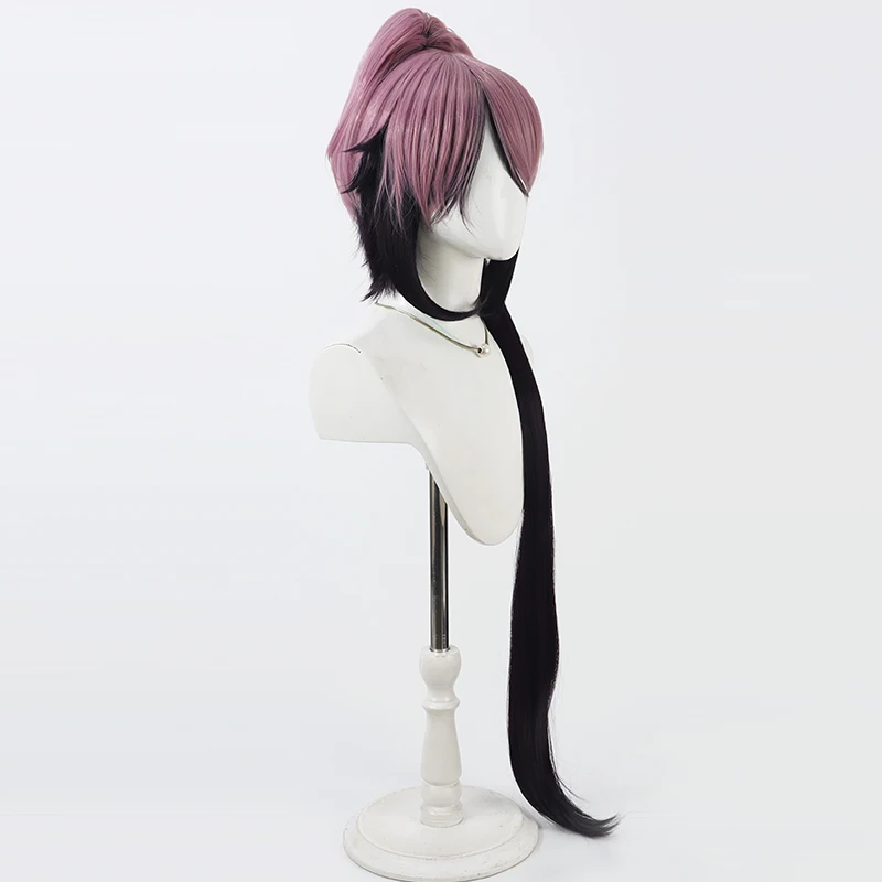 Fudou Yukimitsu Cosplay Wig Touken Ranbu Purple Black Ponytail Synthetic Hair Heat Resistant Halloween Role Play + Wig Cap - view 3