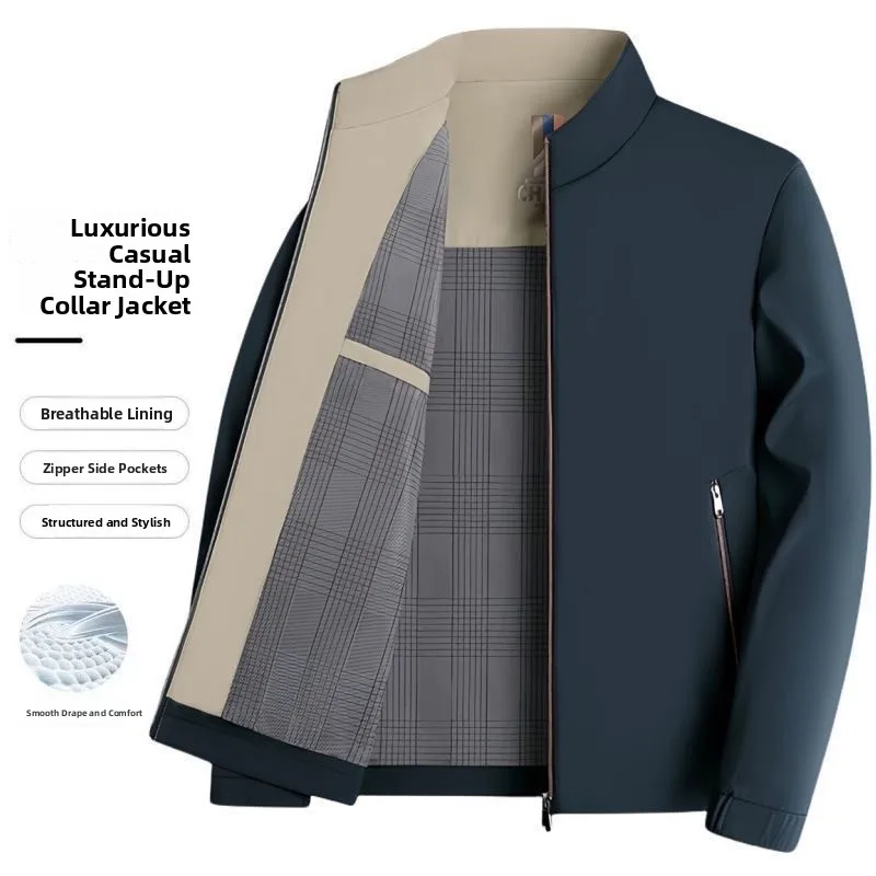 

Мужская повседневная свободная куртка для среднего возраста, осенне-зимняя, с наполнителем из полиэфирного волокна, ветрозащитная, с прямым подолом, на молнии, без капюшона