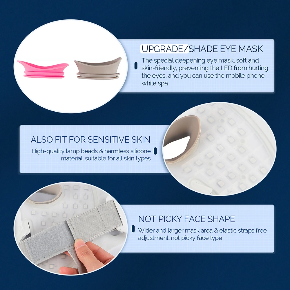 Silicone led máscara facial 7 cores fóton beleza rosto pescoço máscara de cuidados clareamento da pele rejuvenescimento da pele rímel facial led