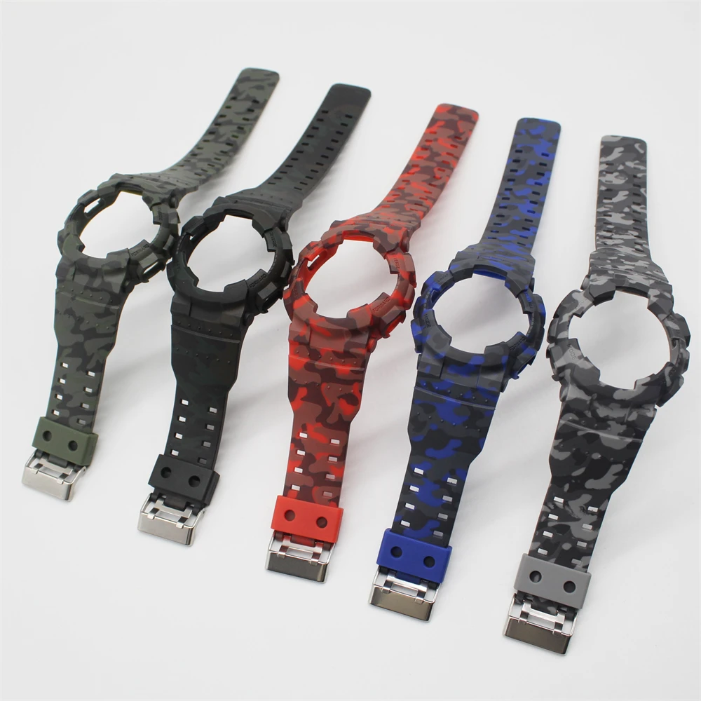 Camouflage Integrated set Bezel and Strap for Casio G-SHOCK GA100 GA110 GA120 GA14 Watchband Waterproof Watch Band