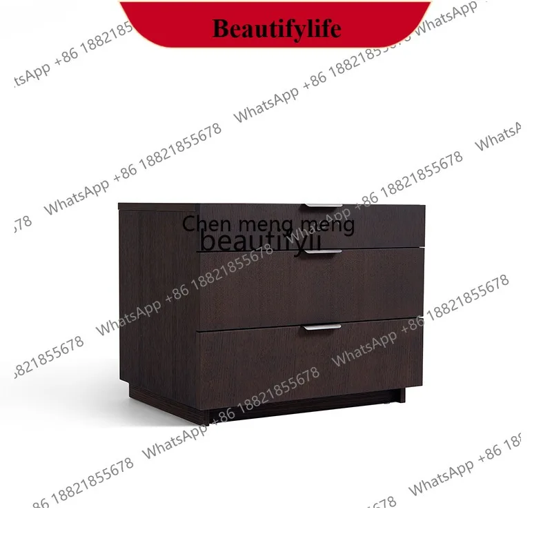 

D178 Italian minimalist big-name bedside table, solid wood in the bedroom, modern high-end new storage side cabinet high-end