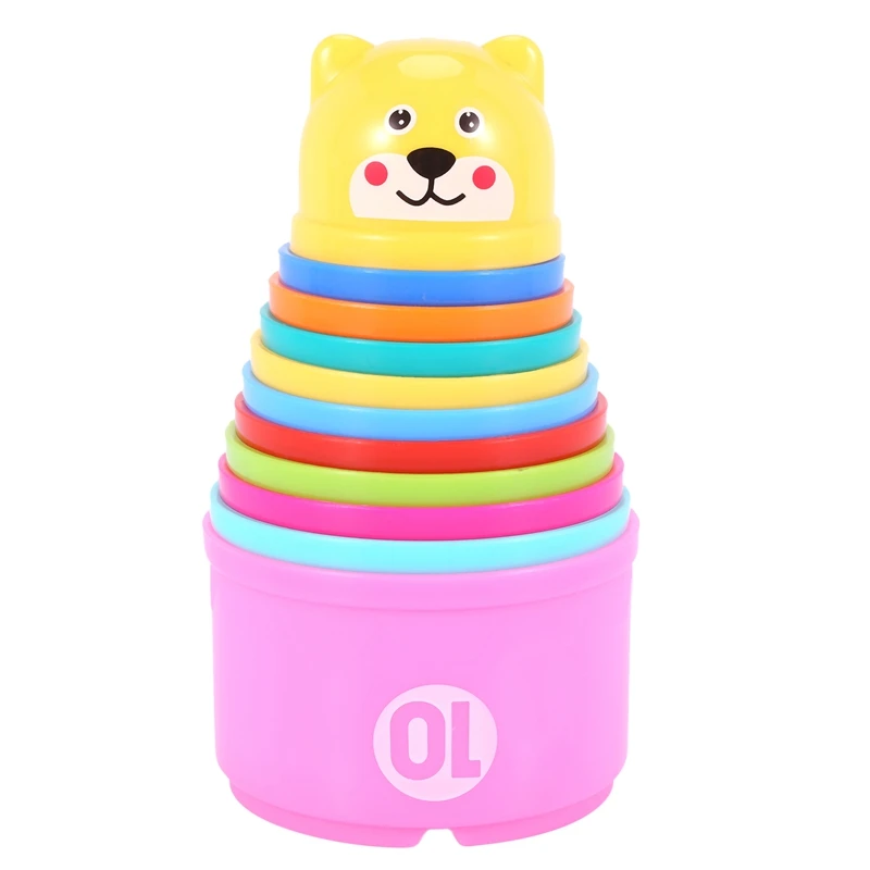 Stack Cup Toys Color Figures Folding Tower Funny Puzzle Piles Stacking Cup Letter Toy Kids Water Toys