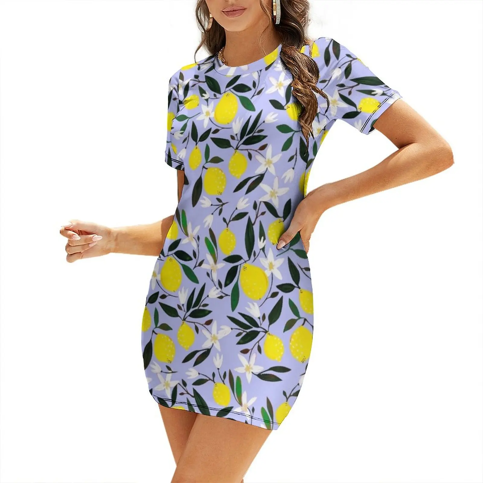 

Lemons Blue Short Sleeved Dress dress dresses dress women summer