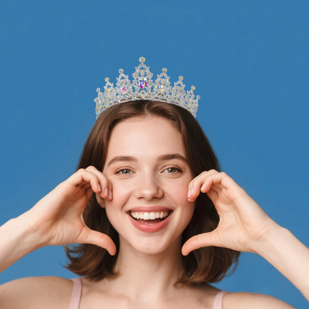 Barokke retro zilveren bruids tiara – bruiloft bal kroon accessoire verjaardagsfeestje koningin prinses zendspoel