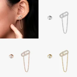 Joyería francesa de moda, productos nuevos, 2022 Pendientes asimétricos de Plata de Ley 925 para mujer Cadena para la oreja de la serie MOVE UNO