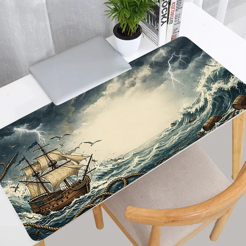 Large Mouse Pad High-Quality Gaming MousePads Retro nautical chart Anti-Fray Mousepad Game Computer MausePad Rubber Keyboard Pad