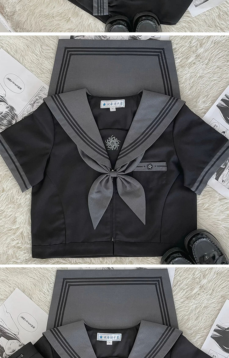 Japanischer Matrosenanzug, süße Mädchen JK-Uniform, dunkler, schicker Anzug für Mädchen, Herbst- und Winter-College-Stil, Highschool-Schüleruniform – Detail 5