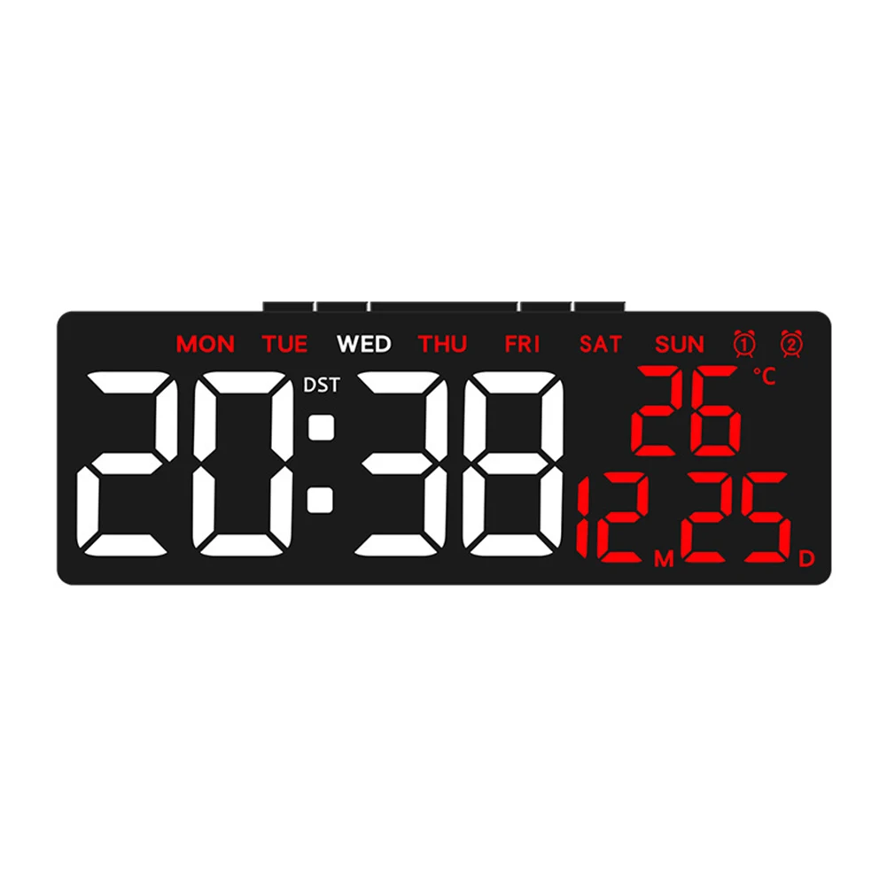 

USB Powered Multifunctional LED Alarm Clock; Displays Time Date Weekday and Temperature; Features Auto Dimming Technology