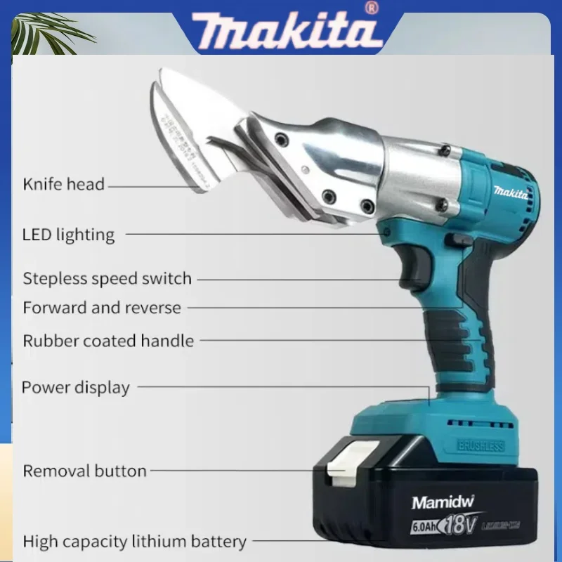 마키타 전동 무선 철재 가위 기계 전문 금속 절단 도구 충전식 시트 절단기 18V 배터리용