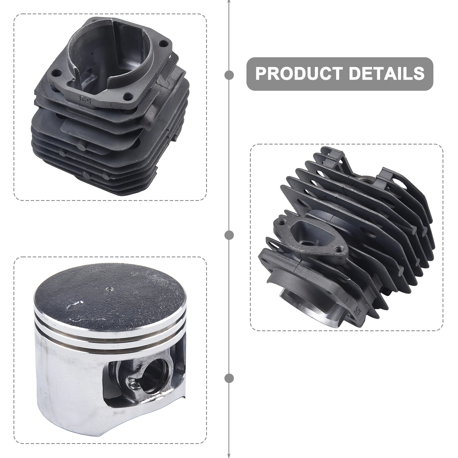 44mm or 45mm Bore Cylinder and For Piston Kit for 52cc 58cc Petrol Chainsaws Including All Mounting Hardware and Seals