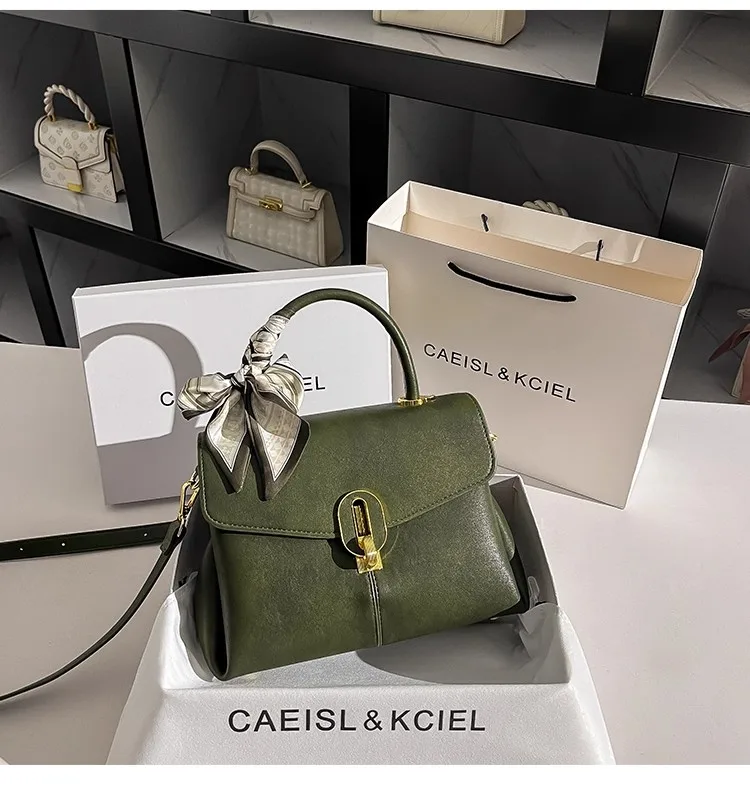 

Fashion Green Color Square Bag High Quality Textured Women Handbag Large Capacity Casual Tote Bag Female Shoulder Messenger Bag