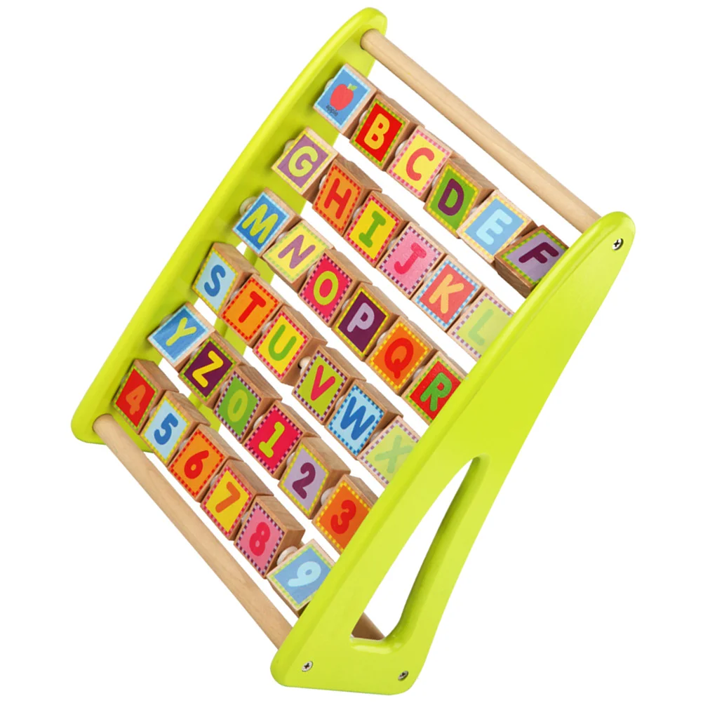 Wooden Alphabet Learning Board for Kids Bright Color Smooth Surface Brain Development Educational Rack for Number and Letter