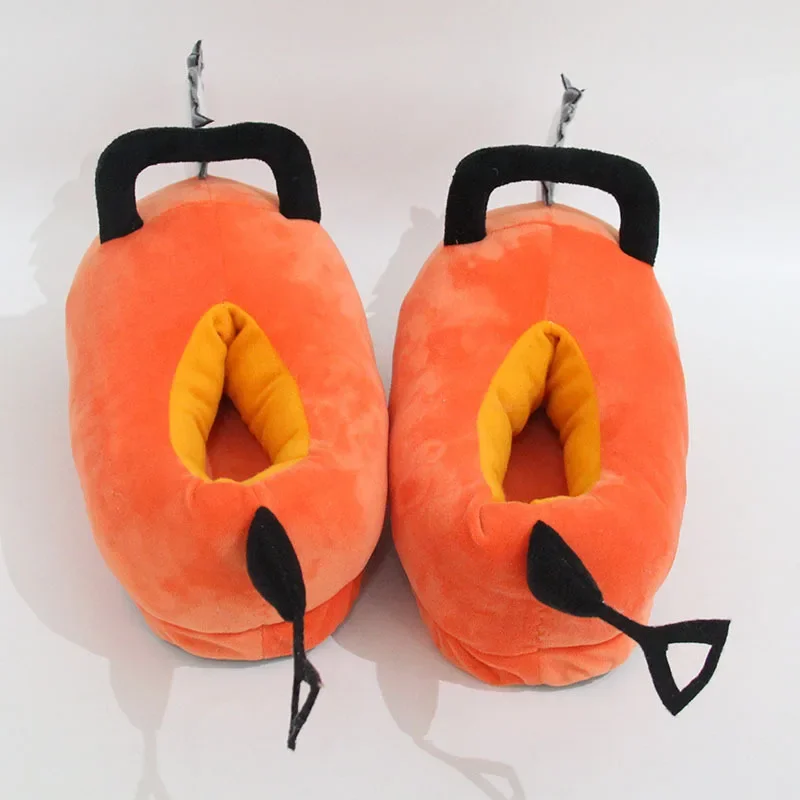 Pochita Slippers New Cartoon Anime Peluche Shoes Denji Fluffy Lazy Fur Non Skid Grip Cosplay Halloween Happy Orange Dog Gift