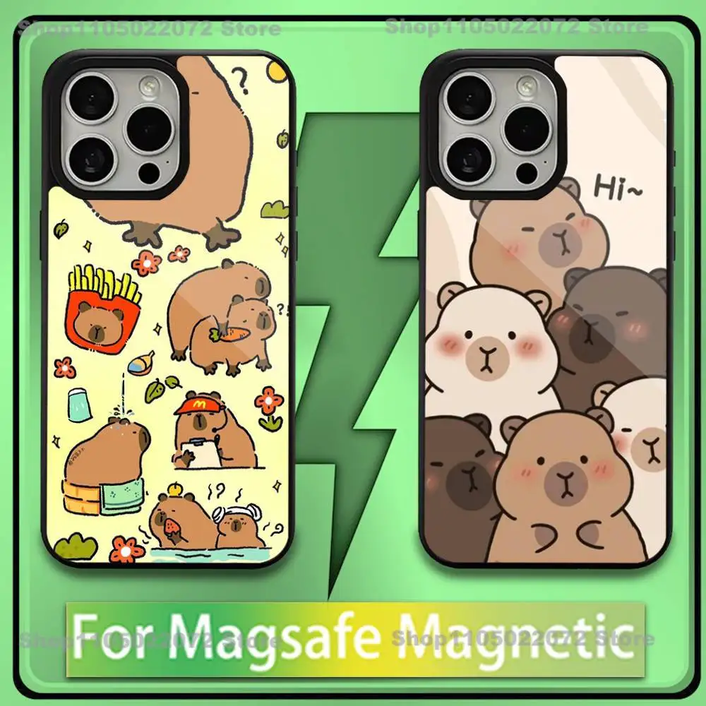 

Funny Cartoon capybara Phone Case For iPhone 16,15,14,13,12,11,Plus,Pro,Max,Mini Soft Magesafe Magnetic Wireless Charge