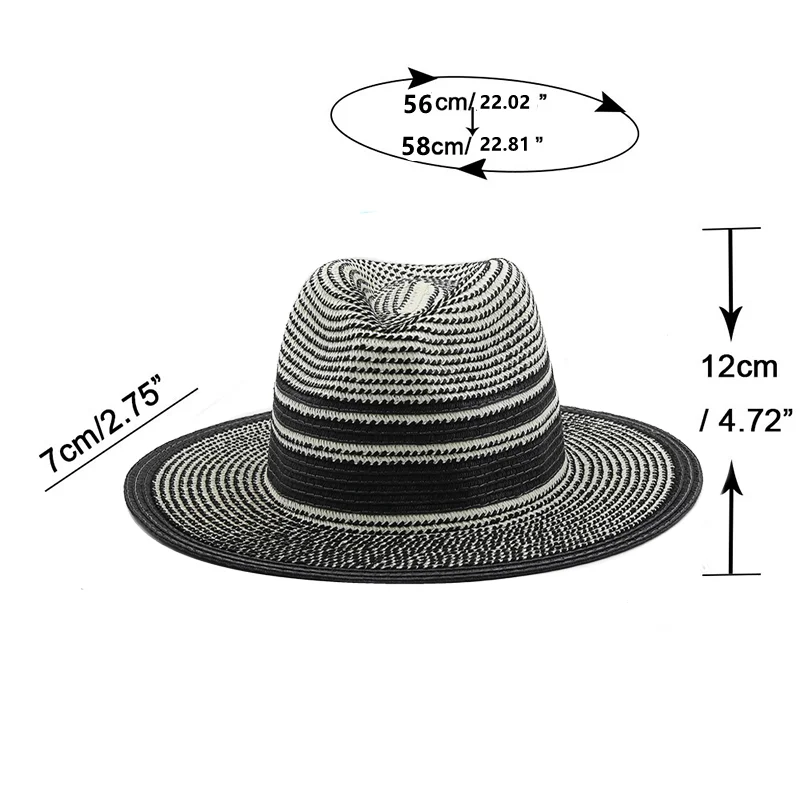 stripe Panama Hat Summer Sun Hats For Women Men Beach Straw Hat Fashion UV Sun Protection Travel Cap Chapeu Feminino 2022