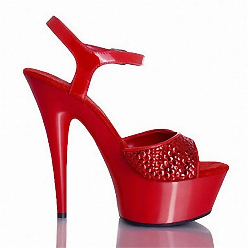 Fashion 15cm thick transparent soles, thin heels super high heels, ladies stage party show  dance shoes