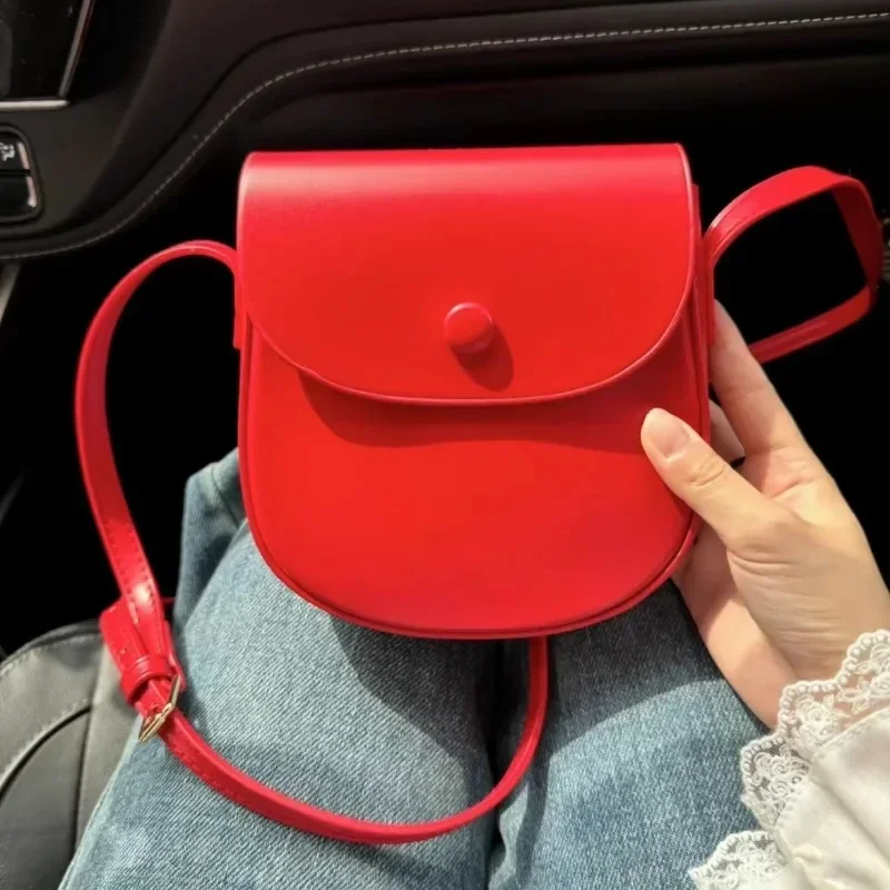 Fashionable Women\'s Mini Crossbody Bag Wide Shoulder Strap Square Bags Solid Color PU Leather Handbag Female Daily Commuter Pack