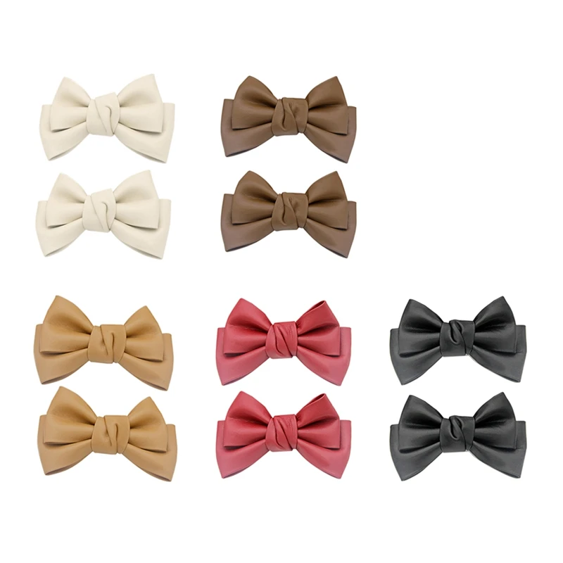 2Pcs Removable Shoe Clips Leather Bow Shoe Clips Shoe Jewelry Clips Wedding Party Shoe Buckle Durable Easy Install Easy To Use
