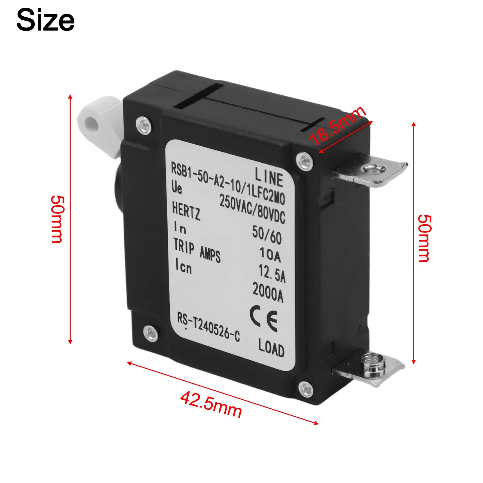 10A Overload Protection Device Overload Protection Hydraulic Electromagnetic Circuit Breaker Breaking Capacity 2000A