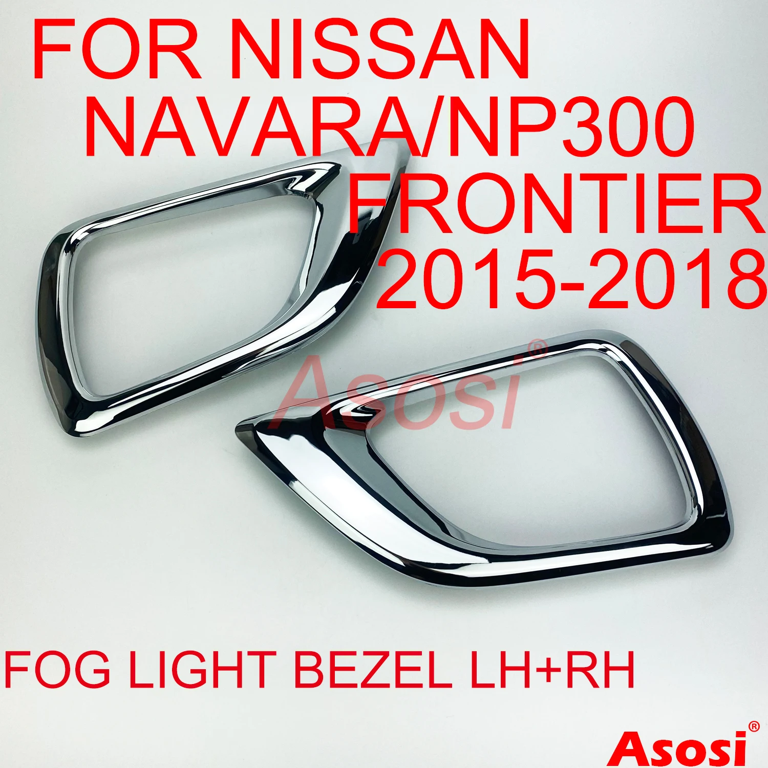 Front Bumper Fog Light Bezel Frame Trim Cover Chrome For Nissan Navara NP300 Frontier 2015-2018 Passenger + Driver Side