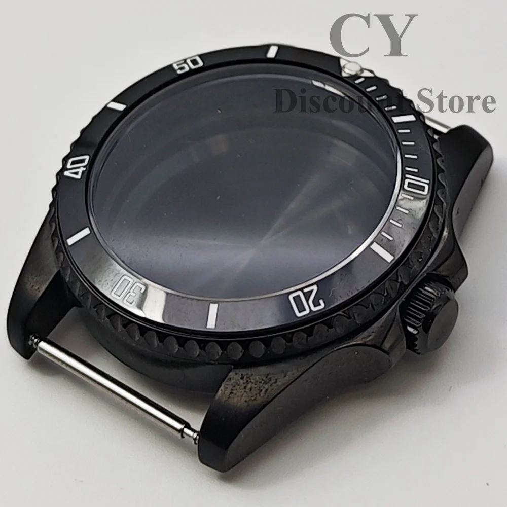RICHUS 36mm Black Stainless Steel Watch Case with Sapphire Crystal Compatible with NH35 NH36 ETA2824 ST2130 Miyota82 for Watch R