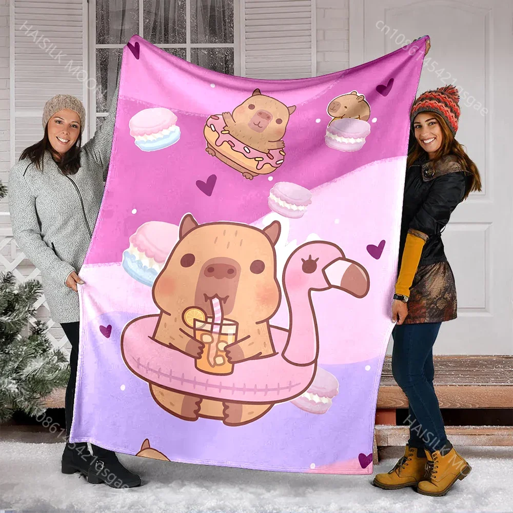 

Одеяло с рисунком капибары для взрослых и детей, мягкое теплое постельное белье для кровати, дивана, уличного фланелевого материала для путешествий