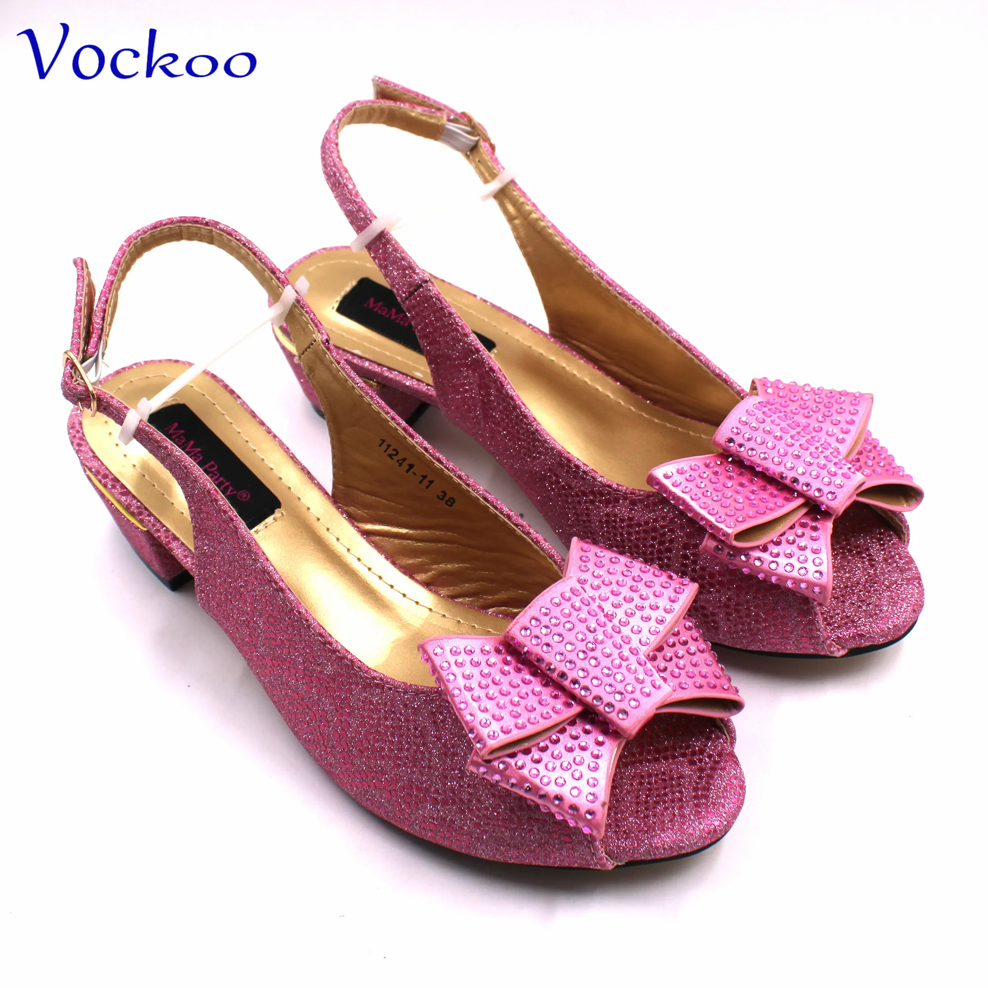 Elegant Mature New Coming 2024 Comfortable Low Heels Special Italian Design Shoes and Bag to Match in Pink Color For Party