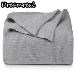 Dreamreal Pure Cotton Blanket 350GSM Lightweight Thermal Blanket Knitted Bedspreads for Home Hotel Soft Breathable Throw Blanket