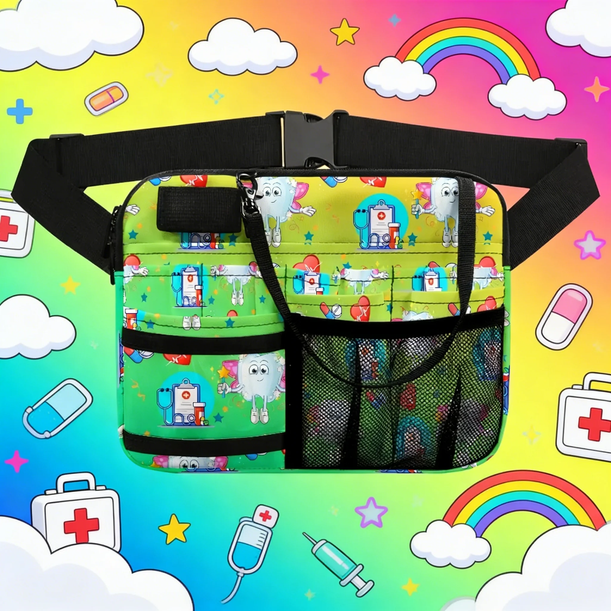 

Поясная сумка-органайзер для медсестер, мультяшная сумка-бананка с котиком, многофункциональный поясной чехол с карманами для медицинских работников