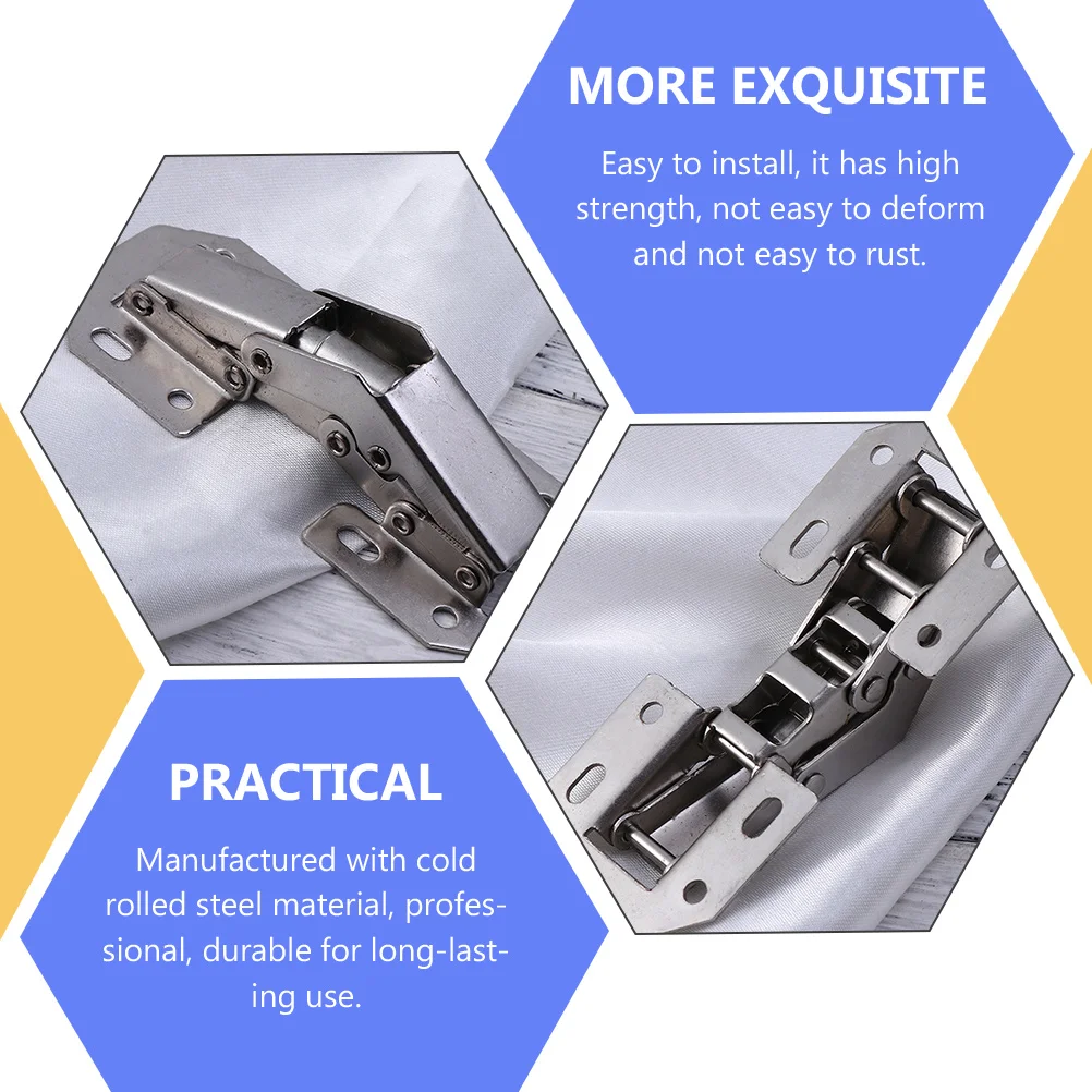 

6 Pcs Adjustable Cabinet Hinge Kitchen Hinges Door Steel for Cabinets Soft Closing