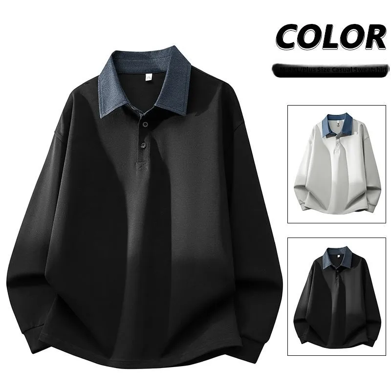 

M8XL American Sle Heavyweight Ne Sweatirt Loose Men's Fake Two-Piece Mid-Year Spring Cotton Polyester Blend