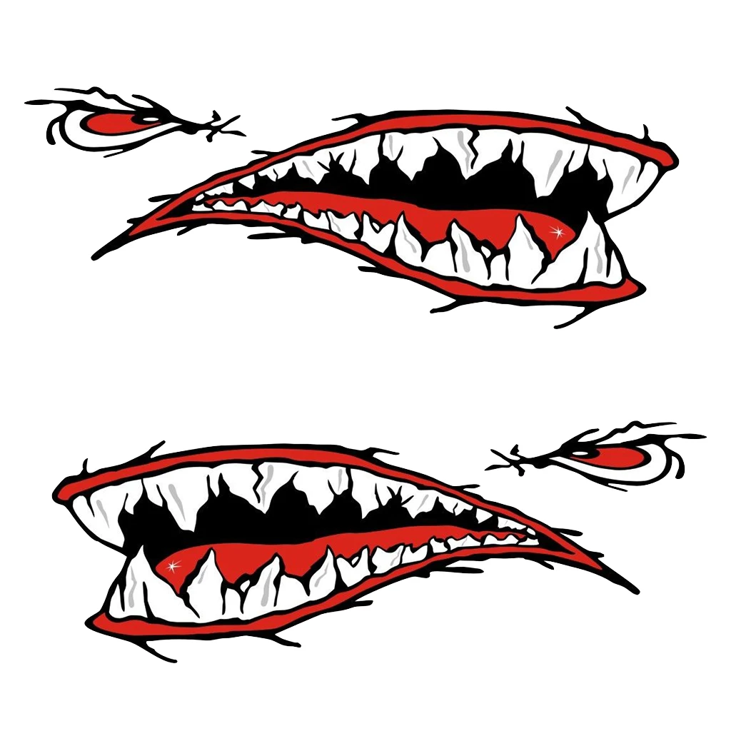 2 Pieces Mouth Decal Stickers for Kayak Canoe Dugout Dinghy Boat