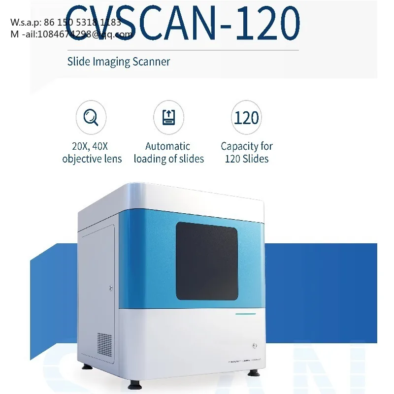 AI-Assisted Digital Slide Scanner 20X/40X Objective High Resolution High Speed Barcode Recognition 120-Slide Capacity Laboratory