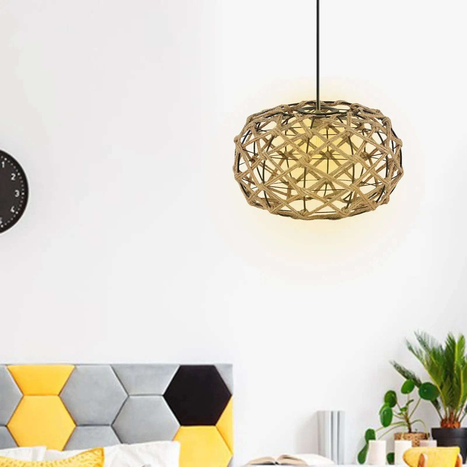 Paper Rope Lampshade Light Fixture Accessories Replacement Hand Weaved Wicker