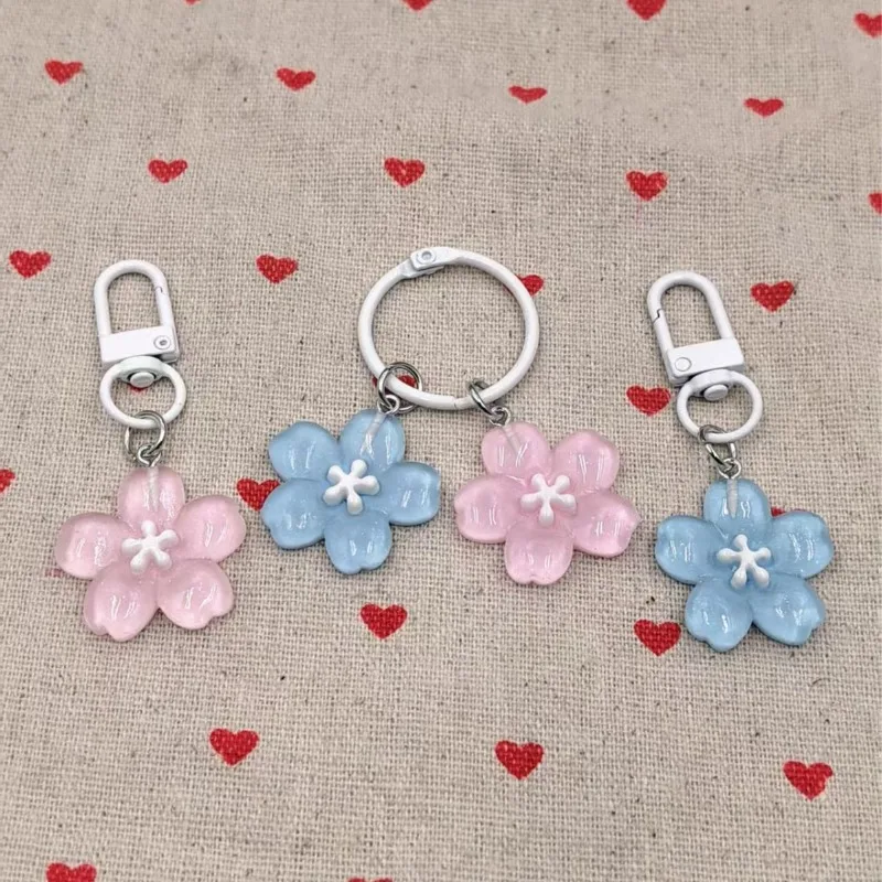 Lovely Jelly Color Sakura Keychain Creative Flower Pendant Cute Backpack Hanging Ornament Perfect Couple Gift