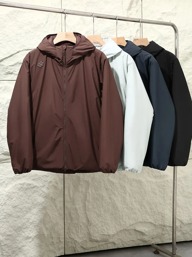 

Легкая утепленная повседневная хлопковая куртка с капюшоном для мужчин, зимняя модная водонепроницаемая теплая удобная куртка приталенного кроя