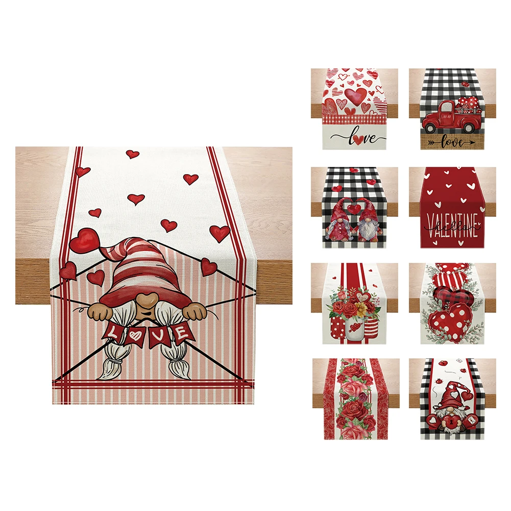 Home Table Runner Valentine's Day Hearts Love Pattern Table Cloth Holiday Kitchen Dining Decor 13 X 72 Inches Dropship