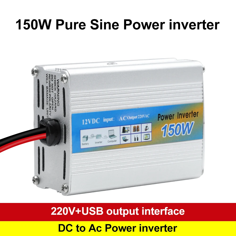

Инвертор мощности для автофургона, грузовика, прицепа, многофункциональный преобразователь напряжения, USB-зажим для аккумулятора, 12 В, 150 Вт, установленный инвертор