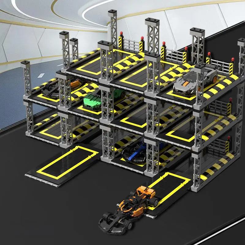 مكعبات بناء مرآب ركن السيارة من OUZEY 14+، مجموعات نماذج MOC للهندسة المعمارية للمدينة متعددة المستويات، هدية إبداعية للأولاد والرجال #3