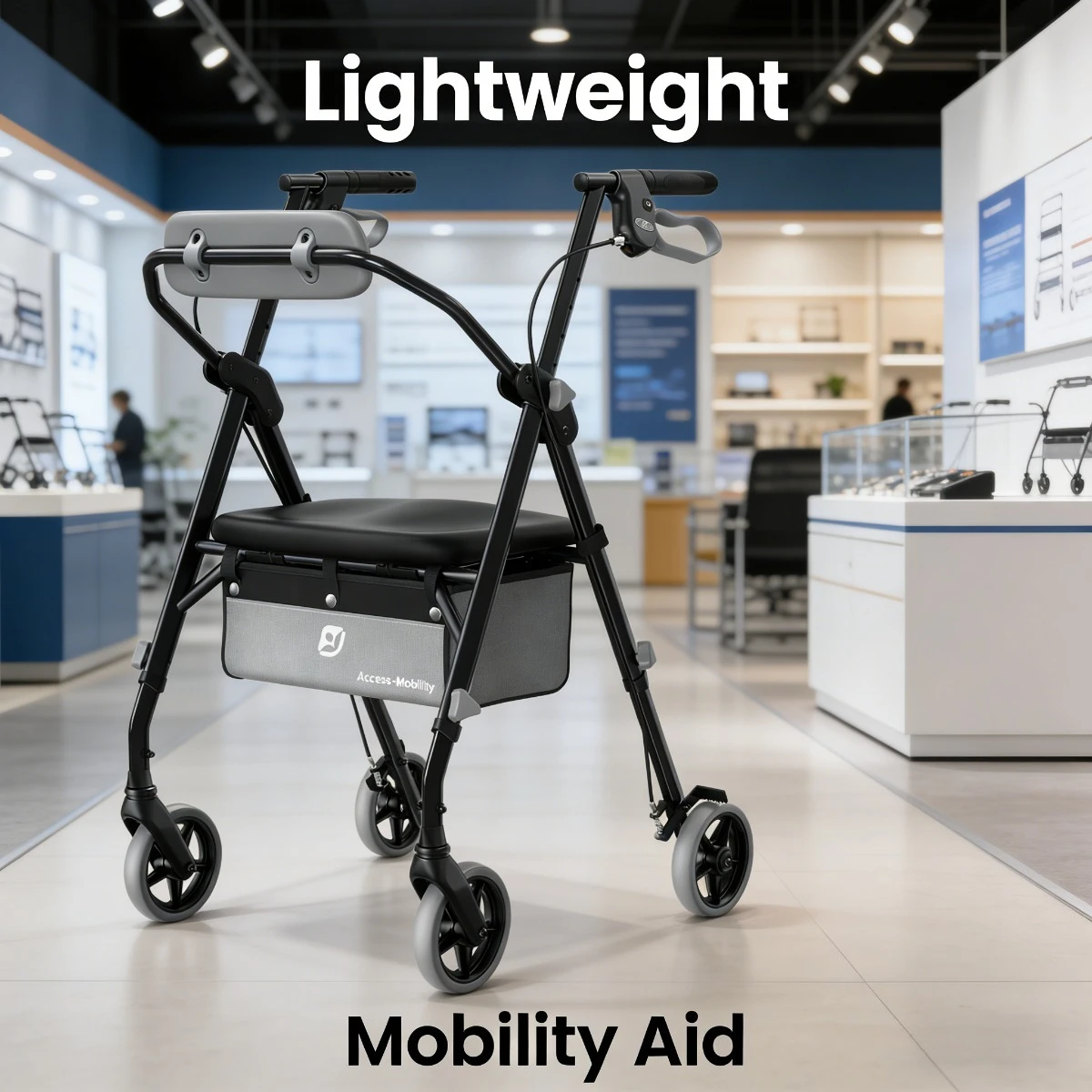 

Brand walker for the elderly, gift for middle-aged, 60-80 years old, with seat rollers, max. 350 lbs, with seat and backrest