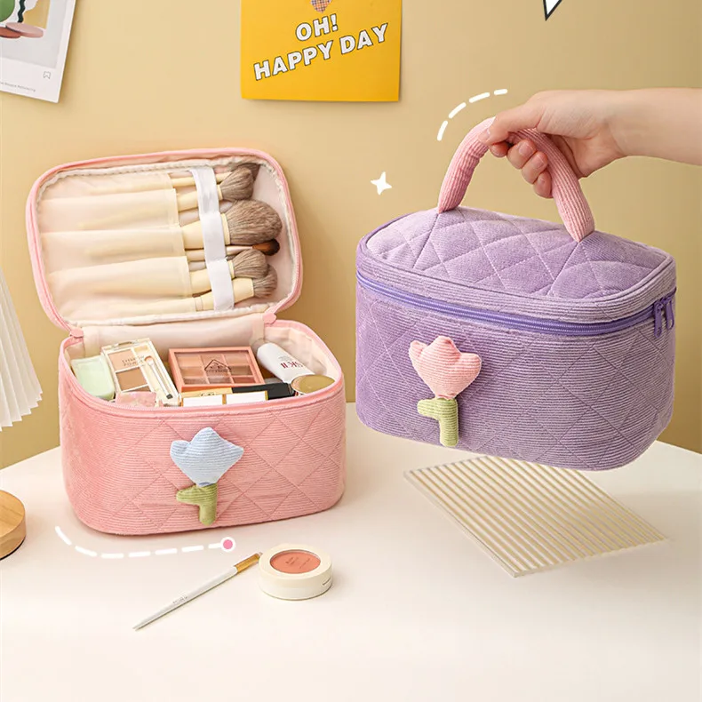 Cute Flowers Cosmetic Bag Travel Make Up Toiletry Organizer Handbag Weekend Daily Necessities Packaging Pouch Wholesale Bulk