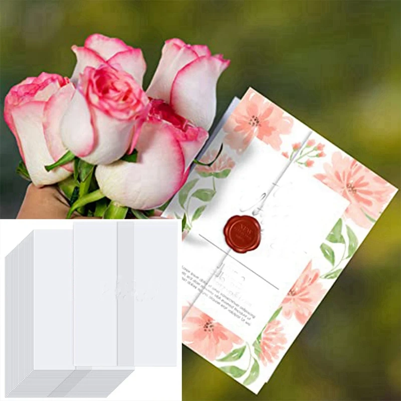 120 Pcs Vellum Jackets Vellum Paper Pre-Folded Wedding Invitation Paper 5X7 Inch