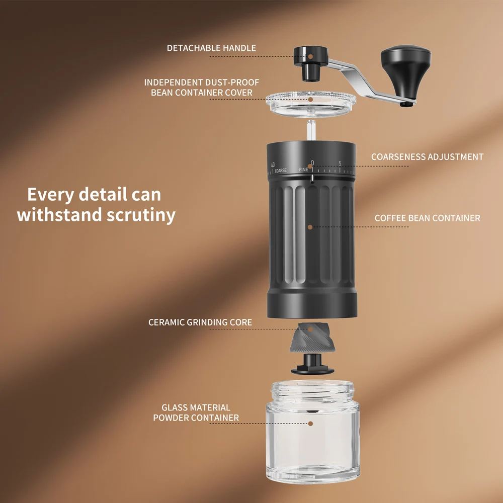 High Quality Manual Coffee Grinder External Scale 40 Gear Adjustable Ceramic Grinding Core For Professional Home Coffee Making view 4