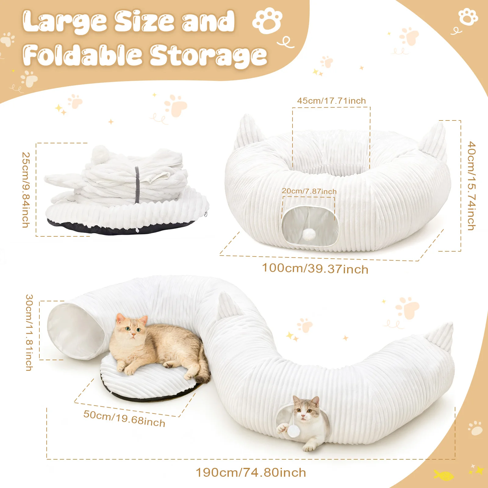 OurWarm pet toy, cat tunnel, can be used as both a cat bed and a toy, suitable for use in the living room, bedroom, and study