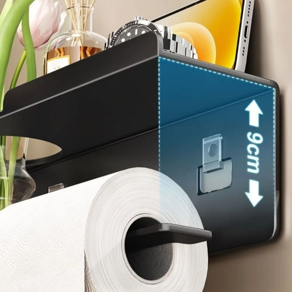 

Multi-functional Toilet Paper Holder Punch-Free Installation Space-Saving Wall Mount Tissue Roll Rack Easy Installation