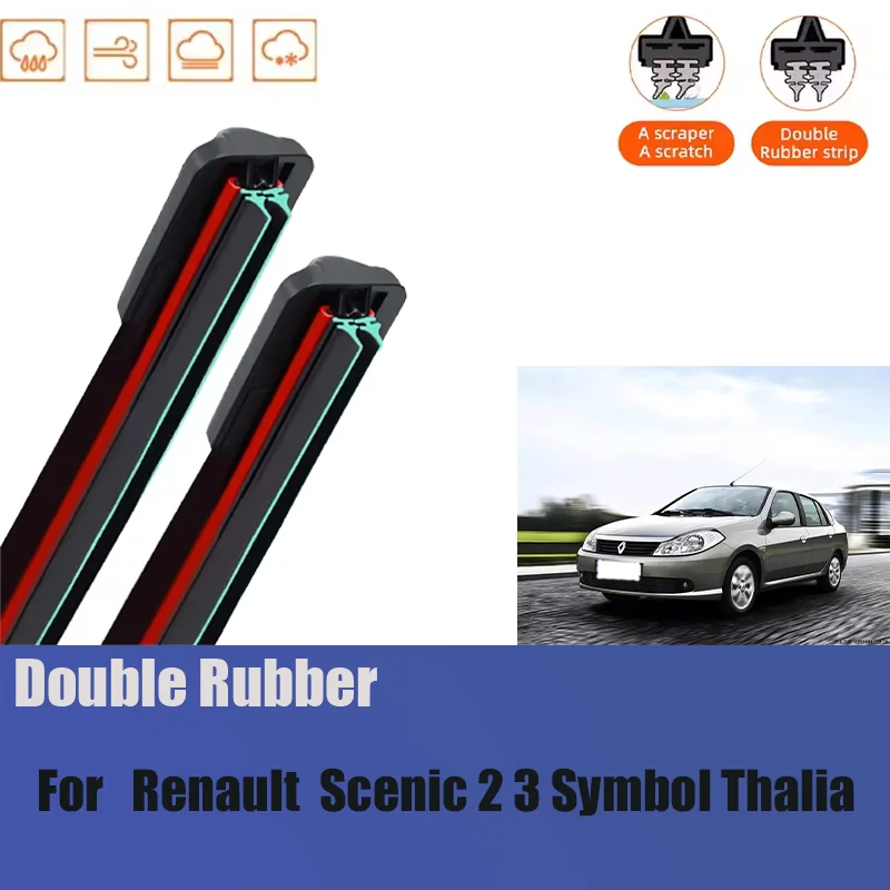 

For Renault Scenic 2 3 Symbol Thalia Front Windshield Wiper General Motors Multifunctional Double Rubber 05-16 Year