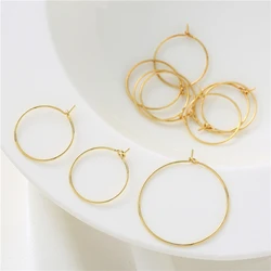 Brass 18K Gold Plated Circle Ear Wire Blank Hoops Earrings Loop Connectors DIY Handmade Dangle Earrings Jewelry Making Supplies