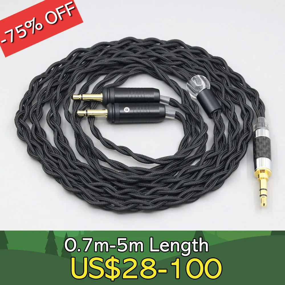 

Pure 99% Silver Inside Headphone Nylon Cable For Focal Clear Elear Elex Elegia Stellia Dual 3.5mm headphone plug LN008270